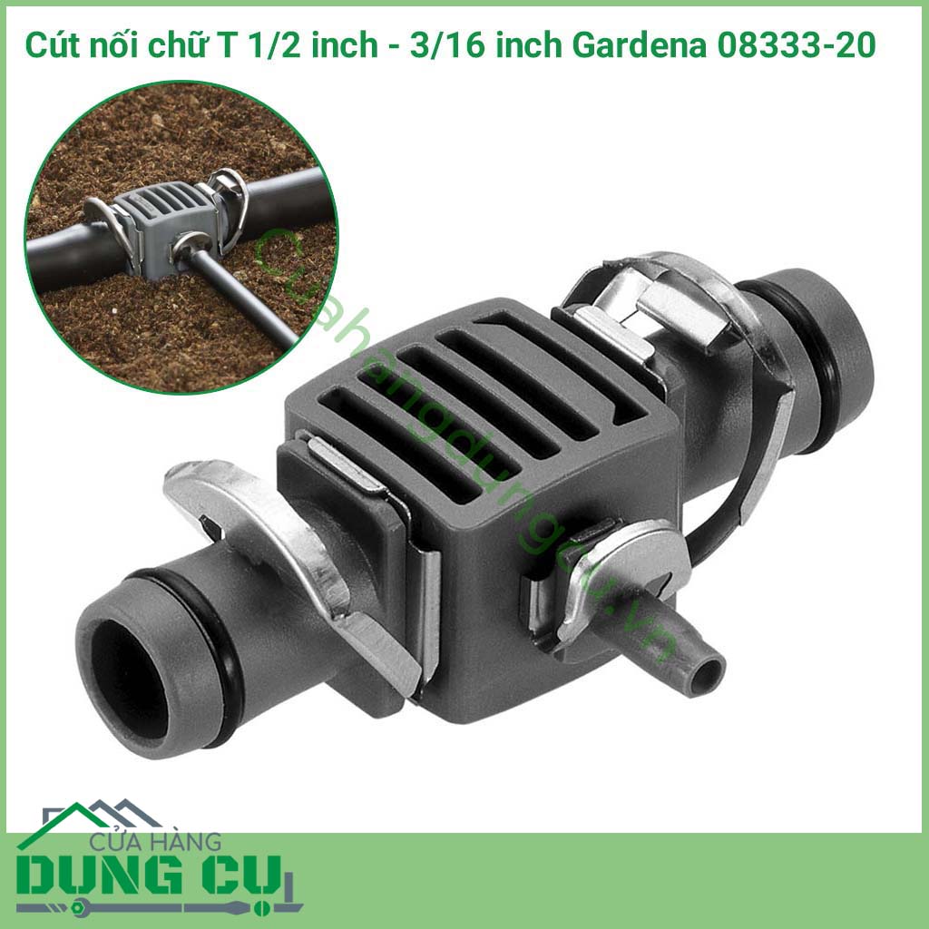 Cút nối ống chữ T 1/2 inch - 3/16 inch Gardena 08333-20