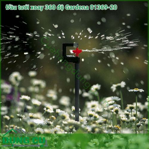 Bộ 2 đầu tưới xoay 360 độ Gardena 01369-20 là dòng sản phẩm nằm trong hệ thống tưới nhỏ giọt của hãng Gardena, đầu tưới phun ra tia nước nhỏ sử dụng tưới hoa , rau và cây cối dưới dạng phun mưa.