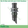 Bộ 25 đầu tưới nhỏ giọt 4 lít/H Gardena phù hợp cho những cây đứng riêng lẻ khi sử dụng cùng với dây tưới đường kính 3/16 (01348-20) và những hàng cây thẳng khi sử dụng với ống dây đường kính 13mm (01347-20)