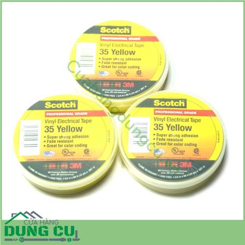 Băng kéo điện cao cấp 3M Scotch 35 Yellow là loại keo chống cháy thân thiện với môi trường an toàn cho bạn có thể sử dụng trong điều kiện thời tiết thay đổi liên tục