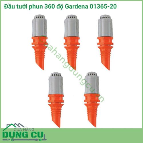 Bộ 5 đầu tưới phun 360 độ Gardena 01365-20 là  dòng sản phẩm nằm trong hệ thống tưới nhỏ giọt của Gardena, đầu tưới có thể phun trong phạm vi lên tới  3 mét.