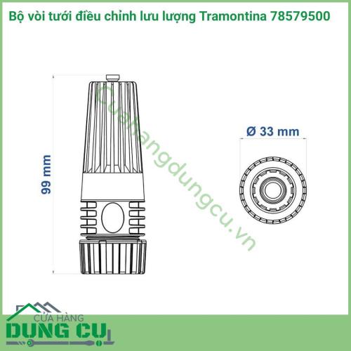 Bộ vòi tưới điều chỉnh lưu lượng Tramontina được sản xuất với chất liệu chất lượng cao dùng tưới cây, sản phẩm nhỏ gọn và dễ sử dụng.