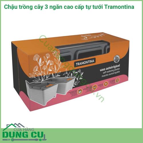 Chậu trồng cây 3 ngăn tự tưới cao cấp Tramontina được sản xuất tại Brazil thuộc thương hiệu Tramontina. Sản phẩm được làm bằng chất liệu cao cấp, độ bền cao.