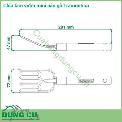 Chĩa làm vườn mini cán gỗ Tramontina được làm từ chất liệu thép không gỉ, sơn tĩnh điện chống rỉ sét. Dụng cụ làm đất nhỏ gọn phù hợp với những khu vườn nhỏ.