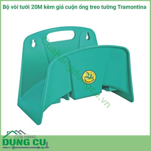 Tron bộ ống tưới, vòi tưới 20M kèm giá cuốn ống treo tường Tramontina được sản xuất với vật liệu linh hoạt và chịu lực cao.