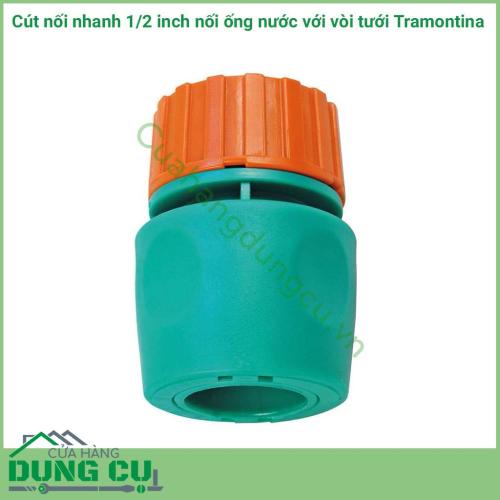 Cút nối nhanh 1/2 inch nối ống nước với vòi tưới Tramontina là cút nối thông minh được sản xuất tại Brazil thuộc thương hiệu tập đoàn Tramontina. Sản phẩm được sản xuất với chất liệu chất lượng cao, đảm bảo độ bền, chống chịu tốt dùng tưới cây.