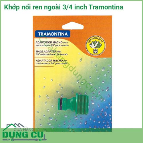 Khớp nối ren ngoài 3/4 inch Tramontina được sản xuất với chất liệu nhựa cao cấp, độ bền cao, thiết kế thông minh giúp kết nối, tháo lắp dễ dàng và nhanh chóng.