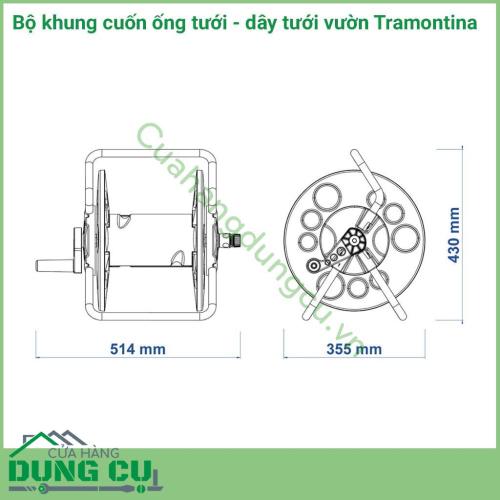 Bộ khung cuộn ống tưới - dây tưới vườn Tramontina là sản phẩm phù hợp có thể hỗ trợ bạn bất cứ khi nào bạn cần. Bạn có thể di chuyển cuộn dây một cách dễ dàng tới từng điểm chờ nước hoặc có thể gắn cố định trên tường bằng cách treo sản phẩm cố định.