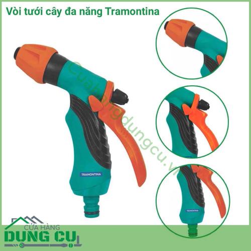 Vòi tưới cây đa năng Tramontina là sản phẩm được sản xuất với chất liệu chất lượng cao dùng cho tưới cây. Dùng để tưới vườn, phun xịt rửa xe và tưới rau rất tiện lợi.