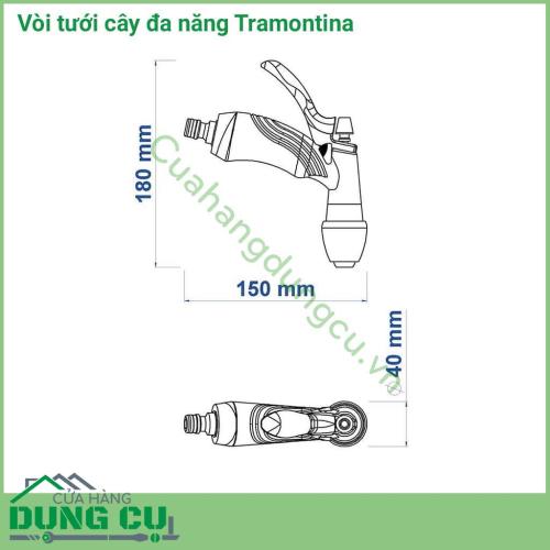 Vòi tưới cây đa năng Tramontina là sản phẩm được sản xuất với chất liệu chất lượng cao dùng cho tưới cây. Dùng để tưới vườn, phun xịt rửa xe và tưới rau rất tiện lợi.