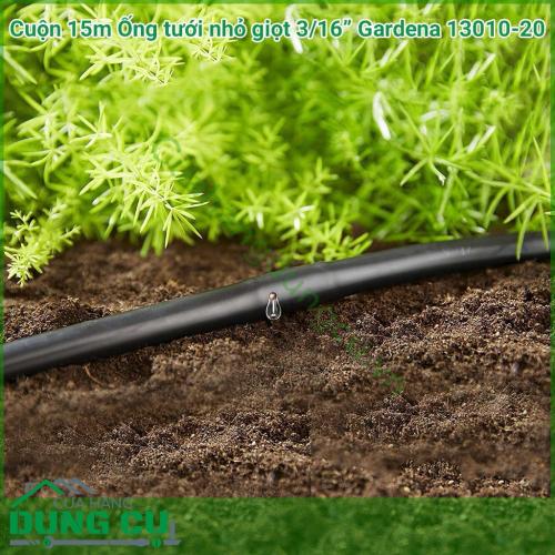 Cuộn 15m Ống tưới nhỏ giọt 3/16 inch Gardena 13010-20 sử dụng để tưới gốc cho những hàng cây nhỏ và những loại cây cảnh trang trí. Ống tưới Gardena được làm từ chất liệu nhựa dẻo cao cấp, dễ dàng ghép nối với các đầu tưới nhỏ giọt.