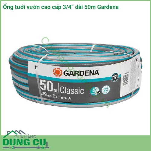 Ống tưới vườn cao cấp 3/4 inch dài 50m Gardena là ống dây dẫn nước có chiều dài 50m với đường kính ống 19mm đem đến sự bền bỉ, chắc chắn cho người sử dụng.