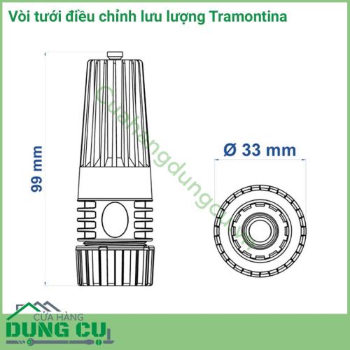 Vòi tưới điều chỉnh lưu lượng cho ống nước 1/2 inch Tramontina là sản phẩm được sản xuất với chất liệu chất lượng cao dùng cho tưới cây. Dùng để tưới vườn, phun xịt rửa xe và tưới rau rất tiện lợi. 