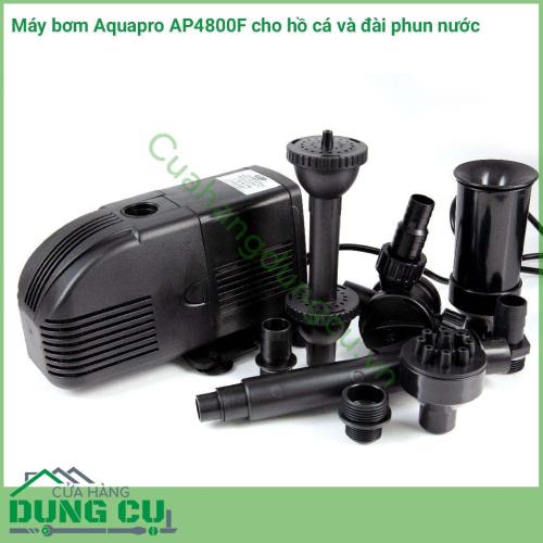 Máy bơm cho hồ cá - đài phun nước Aquapro AP4800F hoàn hảo cho các ao, hồ thủy sinh, bể cá koi nhỏ công suất dưới 4800 lít. Máy bơm này đã được thiết kế để hoạt động trong cả môi trường nước ngọt và nước mặn.