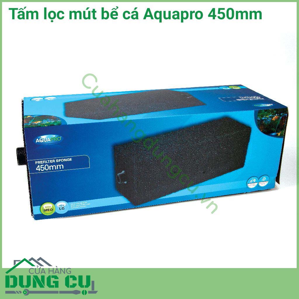 Tấm lọc mút bể cá cảnh Aquapro 450mm rất hiệu quả và linh hoạt, thích ứng với nhiều loại máy bơm khác nhau, giúp ngăn chặn lá cây và các mảnh vụn khác xâm nhập.