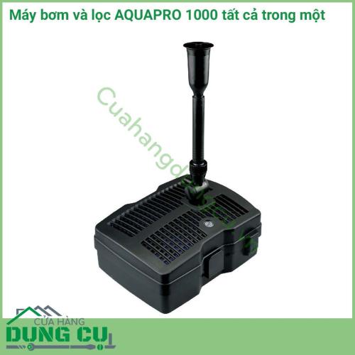 Máy bơm và lọc AQUAPRO 1000 tất cả trong một với thiết kế nhỏ gọn cho phép lắp đặt dễ dàng và duy trì nước luôn sạch, trong và khỏe mạnh.  Đây cũng là một thiết bị tạo ra một tính năng phun nước hoàn hảo trong sân vườn nhà bạn.