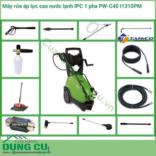 Máy rửa áp lực cao nước lạnh IPC 1 pha PW-C40 I1310PM dùng để xịt rửa làm sạch xe ,vệ sinh máy móc vệ sinh các bề mặt khác nhau bằng dòng nước phun áp lực cao.