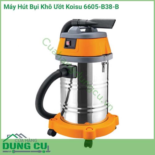 Máy Hút Bụi Khô Ướt Koisu 6605-B38-B thân vỏ, phụ kiện bằng chất liệu nhựa cao cấp chống va đập, thùng chứa bằng chất liệu thép bóng có tạo gân chịu va đập. Sản phẩm được thiết kế chuyên dụng cho việc vệ sinh nội thất xe hơi.