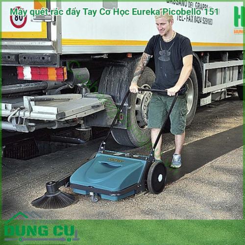 Máy quét rác đẩy Tay Cơ Học Eureka Picobello 151 Được thiết kế để vệ sinh các loại bề mặt gạch, đá, bê tông, epoxy, nhựa đường, các bề mặt chống trượt và nhiều bề mặt bẩn khác.​​​​​​​ Sử dụng êm ái và an toàn.