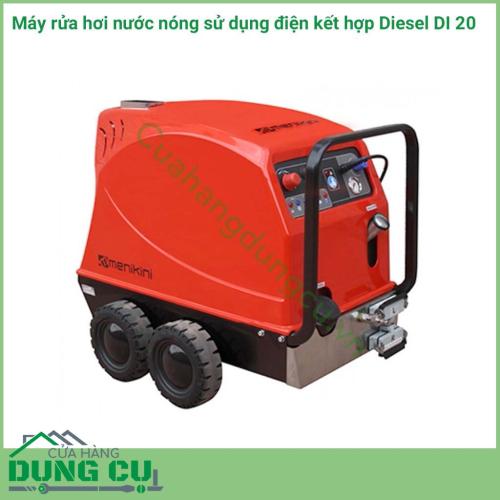 Máy rửa hơi nước nóng sử dụng điện kết hợp Diesel DI 20 có tác dụng phun hơi nước nóng xịt rửa vệ sinh các bề mặt, vật dụng chứa nhiều mảng bám, dầu mỡ, vết bẩn, khử mùi, diệt vi khuẩn, nấm mốc ...