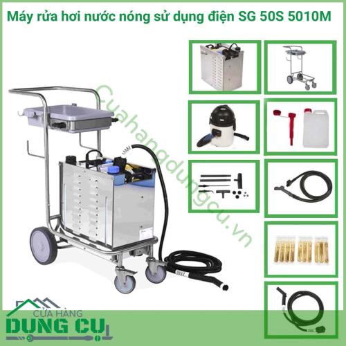 Máy rửa hơi nước nóng sử dụng điện SG 50S 5010M được thiết kế cách tân, cực kỳ thông minh và hiện đại, kiểu xe đẩy tiện dụng, di chuyển và làm việc rất hiệu quả. Tích hợp 2 chức năng hút khô và ướt, với công suất lớn, áp lực cao. 