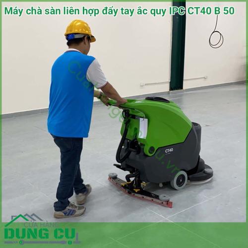 Máy chà sàn liên hợp đẩy tay hoạt động bằng ắc quy IPC CT40 B 50 có thể sử dụng và hoạt động tốt trên nhiều khu vực nhà máy như: nhà máy xi măng, sản xuất bao bì, dệt may hay các khu du dịch công cộng, resort, khách sạn…