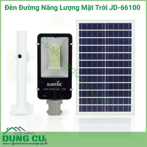 Đèn đường năng lượng mặt trời JD-66100 sử dụng chiếu sáng như đèn Đường, Đèn cột, đèn chiếu, đèn sân vườn cho biệt thự,..Đèn tích hợp bộ cảm biến ánh sáng, tự động sáng đèn khi trời tối và tắt đèn khi trời sáng.