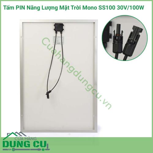 Tấm PIN năng lượng mặt trời Mono SS100 30V/100W là bộ phận cấu tạo không thể thiếu trong tổng thể hệ thống điện năng lượng mặt trời, chúng đóng vai trò thu nhận ánh nắng mặt trời và chuyển đổi thành điện năng