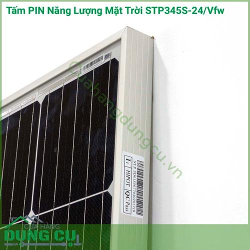 Tấm PIN năng lượng mặt trời STP345S-24/Vfw đóng vai trò thu nhận ánh nắng mặt trời và chuyển đổi thành điện năng. Kết cấu bể mặt kính dày, chắc chắn.