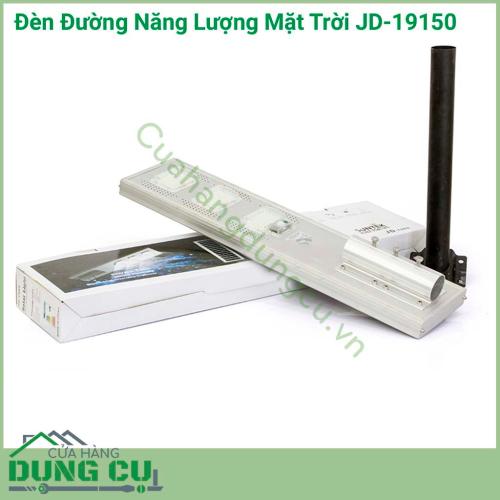 Đèn đường năng lượng mặt trời JD-19150 sử dụng chiếu sáng như đèn sân vườn cho đèn đường, đèn cho các khu công nghiệp, biệt thự, khu đất rộng, ...Đèn tích hợp bộ cảm biến ánh sáng, tự động sáng đèn khi trời tối và tắt đèn khi trời sáng. 