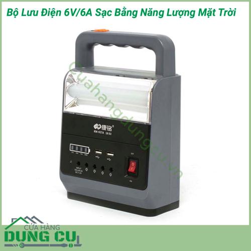 Bộ lưu điện 6V/6A sạc bằng năng lượng mặt trời là một vật dụng đa chức năng được sử dụng cho các thiết bị điện, điện tử sử dụng nguồn 6V, vừa dùng làm nguồn sáng thay thế cho gia đình khi mất điện vừa có tính năng PIN sạc dự phòng,...