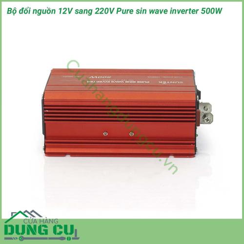 Bộ đổi nguồn 12V sang 220V Pure sin wase inverter 500W có kích thước nhỏ, trọng lượng nhẹ, không gây ô nhiễm và tiếng ồn thấp. Sử dụng vỏ hợp kim nhôm cao cấp - Chuyển đổi điện từ 12V sang 220V sử dụng cho chiếu sáng đèn, quạt, tivi, thiết bị y tế…