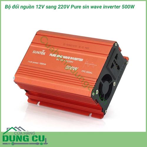 Bộ đổi nguồn 12V sang 220V Pure sin wase inverter 500W có kích thước nhỏ, trọng lượng nhẹ, không gây ô nhiễm và tiếng ồn thấp. Sử dụng vỏ hợp kim nhôm cao cấp - Chuyển đổi điện từ 12V sang 220V sử dụng cho chiếu sáng đèn, quạt, tivi, thiết bị y tế…