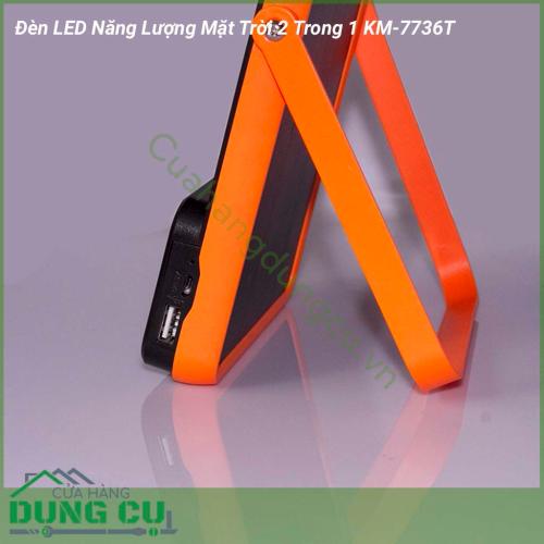 Đèn LED năng lượng mặt trời 2 trong 1 KM-7736T là một vật dụng đa chức năng vừa là dùng làm nguồn sáng thay thế cho gia đình khi mất điện vừa có thể mang theo trong các chuyến du lịch hoặc dã ngoại,…