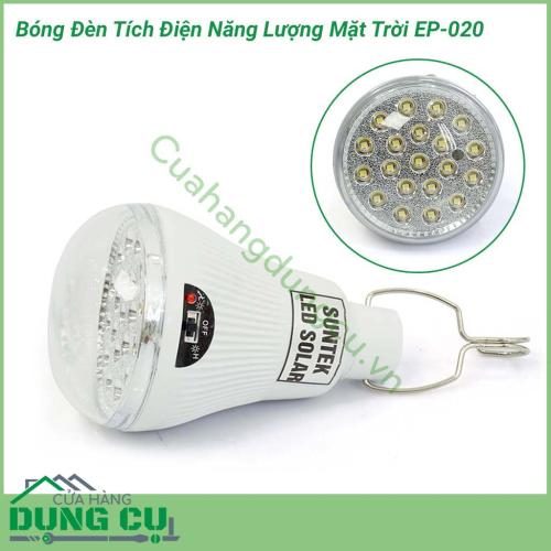 Bóng đèn tích điện năng lượng mặt trời EP-020 có kiểu dáng thời trang, thiết kế hiện đại. Đây sẽ là sản phẩm thiết yếu đối với mỗi gia đình, doanh nghiệp nhất là những nơi hay mất điện hoặc nhưng vị trí không thể hoặc khó để kéo nguồn điện.