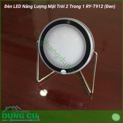 Đèn LED năng lượng mặt trời 2 trong 1 RY-T912 là một vật dụng đa chức năng vừa là dùng làm nguồn sáng thay thế cho gia đình khi mất điện, đặc biệt có tính năng PIN sạc dự phòng(sạc cho điện thoại, máy tính bảng,…). 