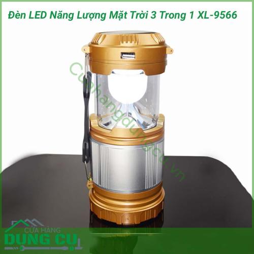 Đèn LED năng lượng mặt trời 3 trong 1 XL-9566 là một vật dụng đa chức năng vừa là đèn PIN, vừa dùng làm nguồn sáng khi mất điện vừa và đặc biệt có tính năng PIN sạc dự phòng(sạc cho điện thoại, máy tính bảng,…)