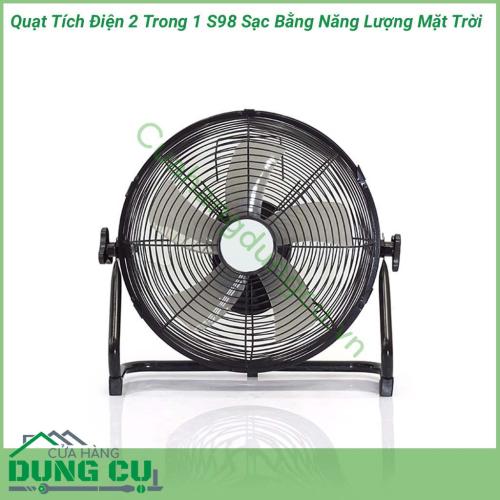 Quạt tích điện 2 trong 1 sạc bằng năng lượng mặt trời S98 là một thiết bị được thiết kế giúp bạn thể sinh hoạt bình thường khi bị mất điện. Ngoài một chiếc quạt với tốc độ quay mạnh tạo không khí mát mẻ còn có một chiếc đèn ngủ, kiêm PIN sạc dự phòng.