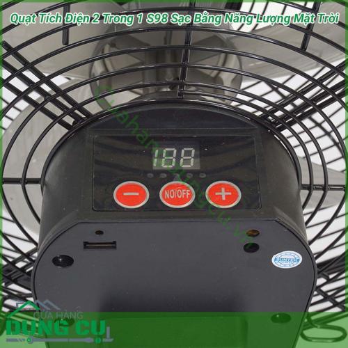 Quạt tích điện 2 trong 1 sạc bằng năng lượng mặt trời S98 là một thiết bị được thiết kế giúp bạn thể sinh hoạt bình thường khi bị mất điện. Ngoài một chiếc quạt với tốc độ quay mạnh tạo không khí mát mẻ còn có một chiếc đèn ngủ, kiêm PIN sạc dự phòng.
