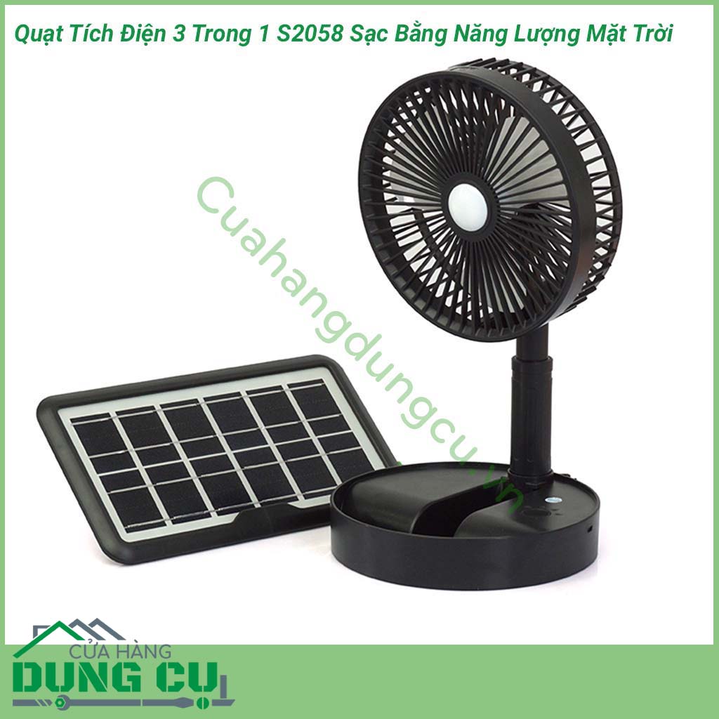 Quạt tích điện 3 trong 1 S2058 sạc năng lượng mặt trời