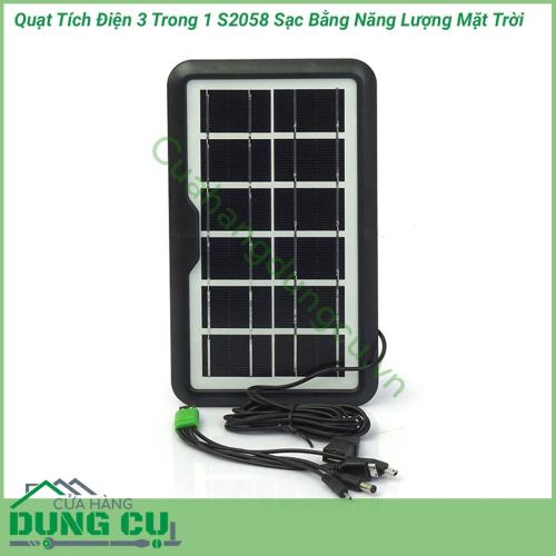 Quạt tích điện 3 trong 1 S2058 sạc năng lượng mặt trời là một dụng cụ hữu ích mà bạn nên có để chuẩn bị cho những ngày nóng bức và bị mất điện đột xuất và đặc biệt cho các bạn thích thích đi dã ngoại.