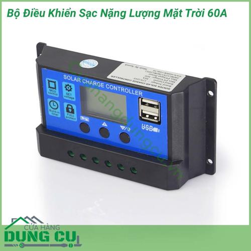 Bộ điều khiển sạc nặng lượng mặt trời 60A được sử dụng để điều khiển tối ưu quá trình sạc Ắc Quy từ pin Năng lượng mặt trời, giúp quá trình sạc luôn đạt hiệu suất cao nhất cũng như bảo Ắc Quy bằng quy trình sạc thông minh PWM 4 trạng thái + ngắt khi đầy.