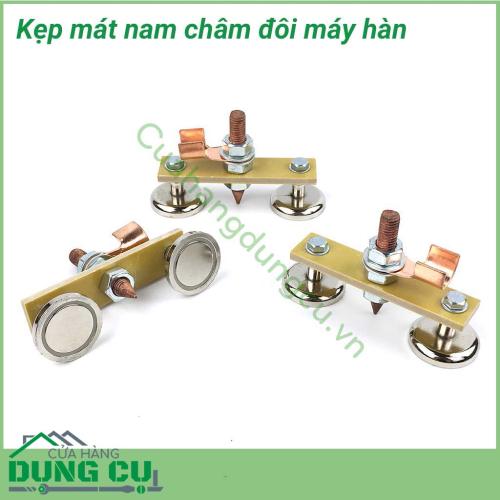 Kẹp mát nam châm đôi máy hàn là một thiết bị chuyên dùng để nối cực âm với vật hàn. Với thiết kế nam châm hút từ tính dễ dàng thao tác sử dụng. Là 1 dụng cụ không thể thiếu của 1 thợ hàn chuyên nghiệp. 