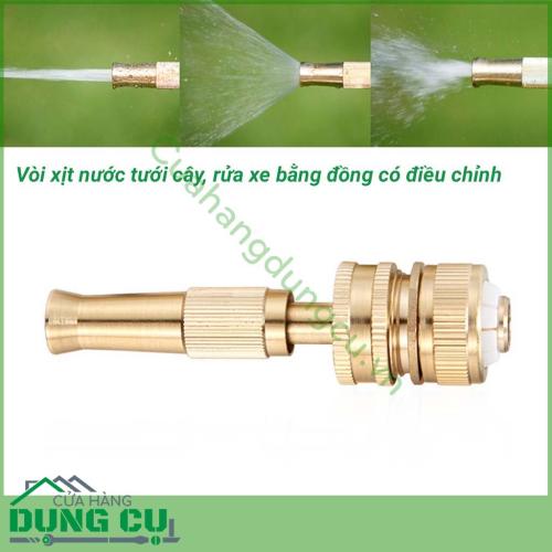 Đầu tưới cây - rửa xe bằng đồng có điều chỉnh sản phẩm được thiết kế nhỏ gọn, còn có chức năng điều chỉnh tia nước chắc chắn sẽ làm bạn hài lòng, giúp cho công việc tưới cây hay rửa xe hoặc vệ sinh những nơi bụi bẩn trở nên nhẹ nhàng và dễ dàng hơn.