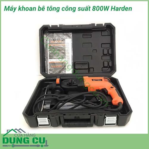 Máy khoan bê tông công suất 800W Harden máy có thiết kế thông minh, hoạt động mạnh mẽ và hiệu quả, giúp bạn có thể khoan trên nhiều bề mặt chất liệu như: nhôm, gỗ, bê tông,… một cách dễ dàng.