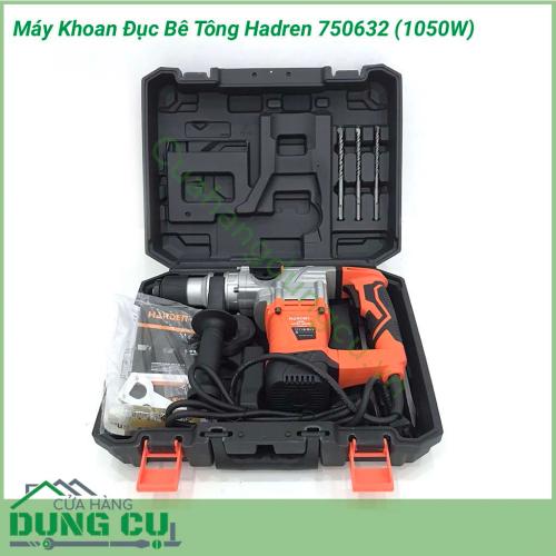 Máy khoan đục bê tông Harden 750632 (1050W) nhỏ gọn,dễ dàng mang ra ngoài trời, sử dụng trong thời gian dài mà vẫn hạn chế việc mỏi tay. Phù hợp cho các công việc như đục tường, bê tông tảng lớn, tường gạch...