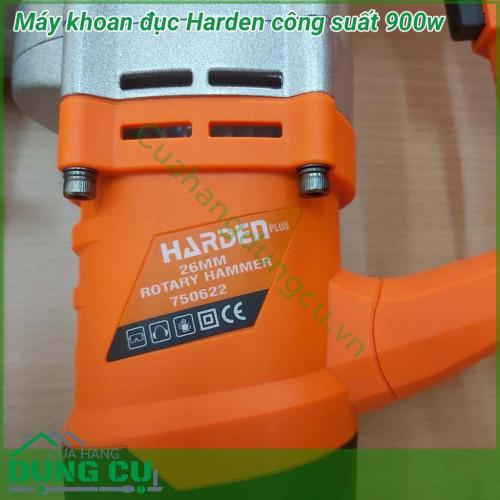 Máy khoan đục bê tông công suất 900W Harden nhỏ gọn,dễ dàng mang ra ngoài trời, sử dụng trong thời gian dài mà vẫn hạn chế việc mỏi tay. Phù hợp cho các công việc như đục tường, bê tông tảng lớn, tường gạch..