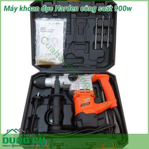 Máy khoan đục bê tông công suất 900W Harden nhỏ gọn,dễ dàng mang ra ngoài trời, sử dụng trong thời gian dài mà vẫn hạn chế việc mỏi tay. Phù hợp cho các công việc như đục tường, bê tông tảng lớn, tường gạch..