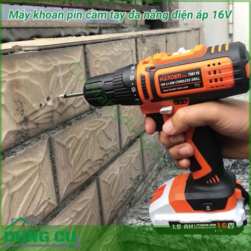 Máy khoan pin cầm tay đa năng Harden điện áp 16V được sản xuất trên công nghệ hiện đại Châu Âu có công suất mạnh mẽ, làm việc hiệu quả, có thể khoan trên nhiều bề mặt, chất liệu, chắc chắn sẽ làm bạn hài lòng. 