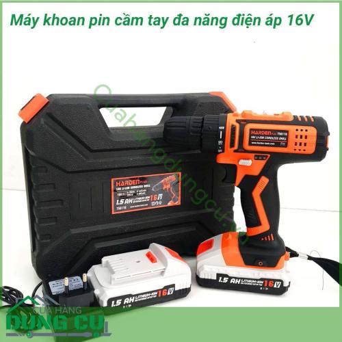 Máy khoan pin cầm tay đa năng Harden điện áp 16V được sản xuất trên công nghệ hiện đại Châu Âu có công suất mạnh mẽ, làm việc hiệu quả, có thể khoan trên nhiều bề mặt, chất liệu, chắc chắn sẽ làm bạn hài lòng. 